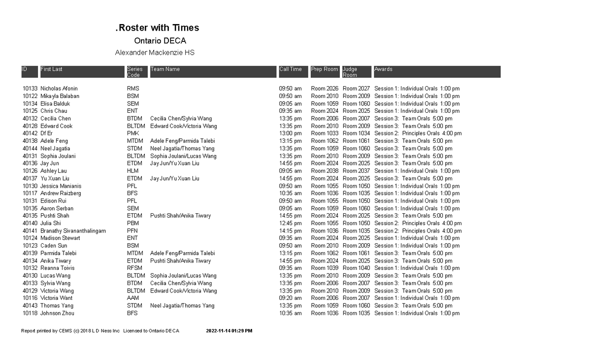 york-regionals-student-timetable-ontario-deca-alexander-mackenzie-hs