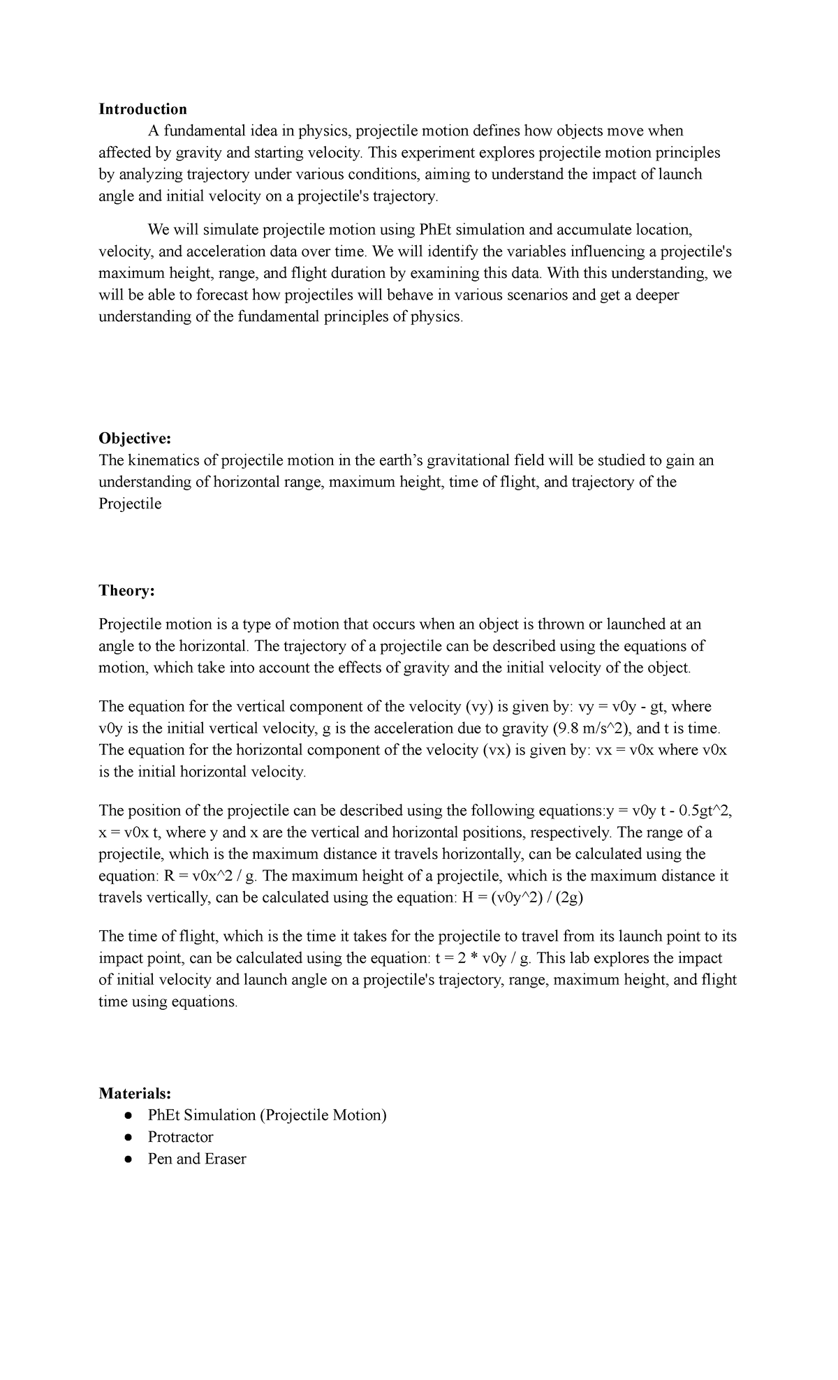 Projectile Motion - Introduction A fundamental idea in physics ...