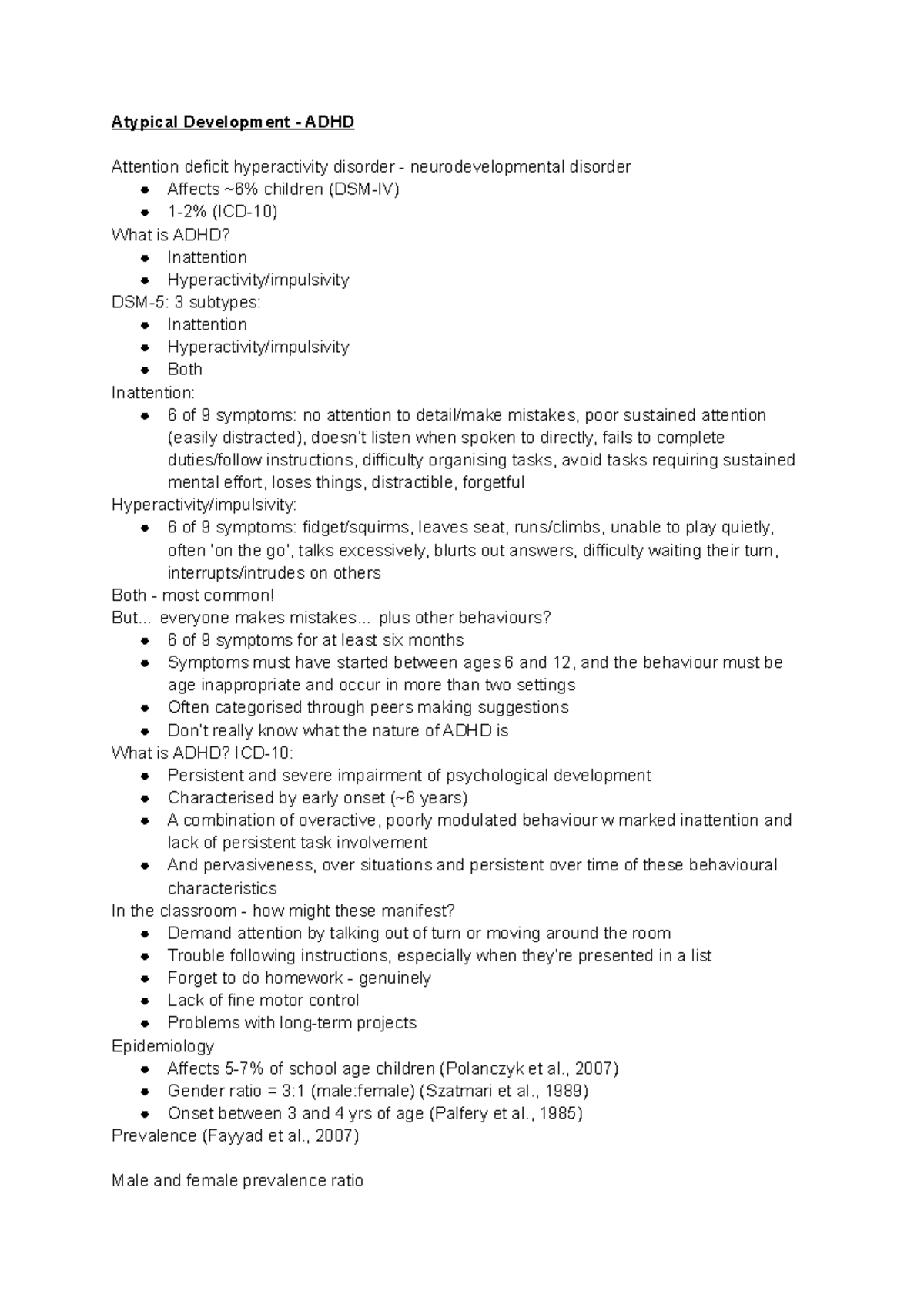 Atypical Development W5 - ADHD - Atypical Development - ADHD Attention ...