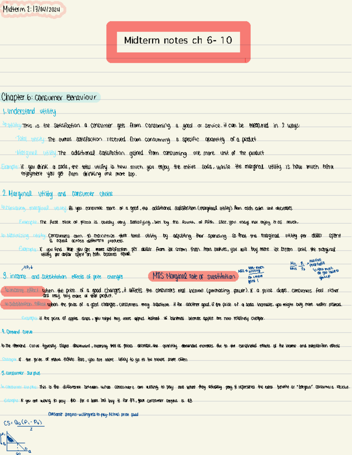 Midterm 2 Notes Ch 6-10 - Summary Introduction to Microeconomics ...