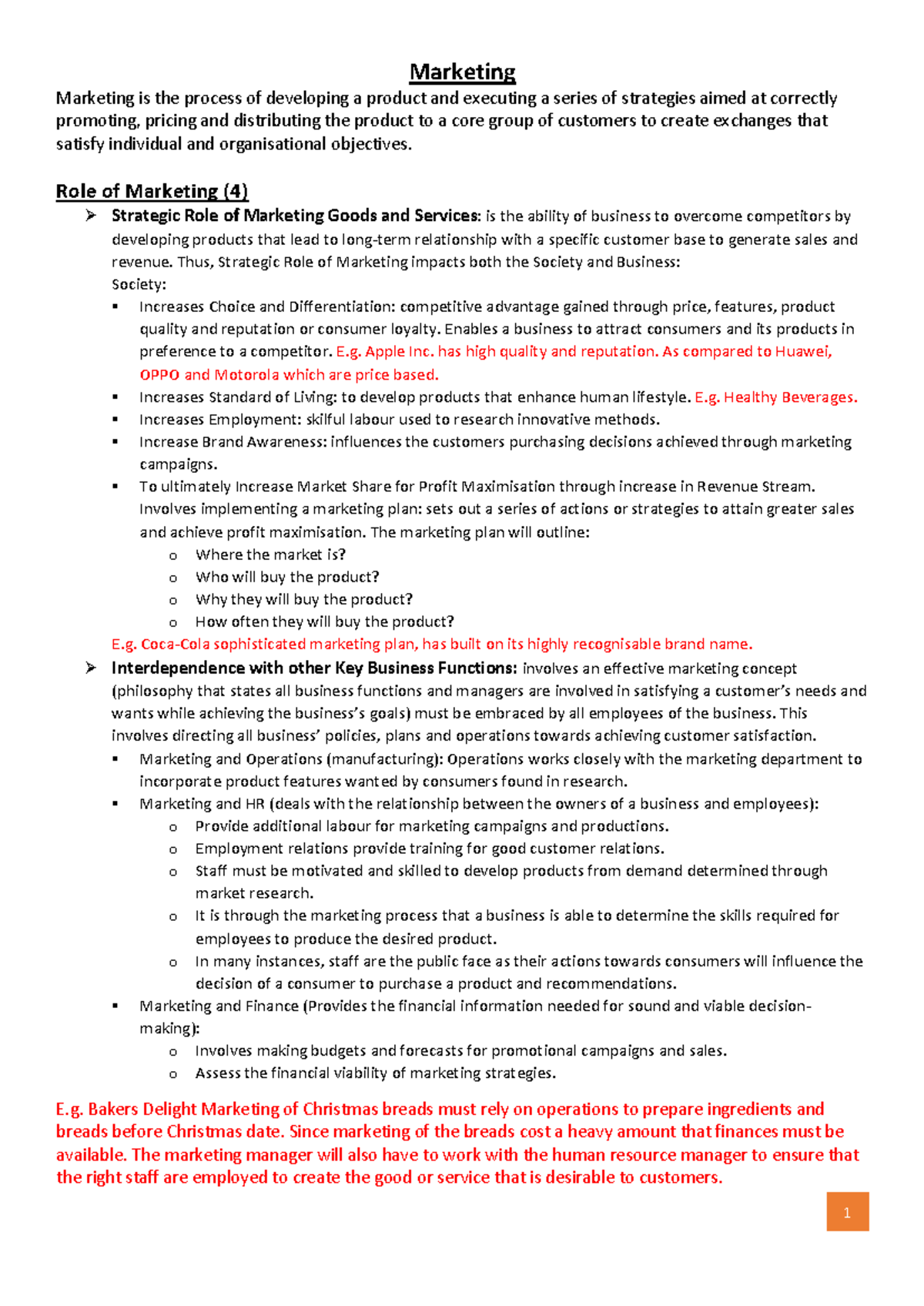 Marketing Notes - Marketing Marketing is the process of developing a ...