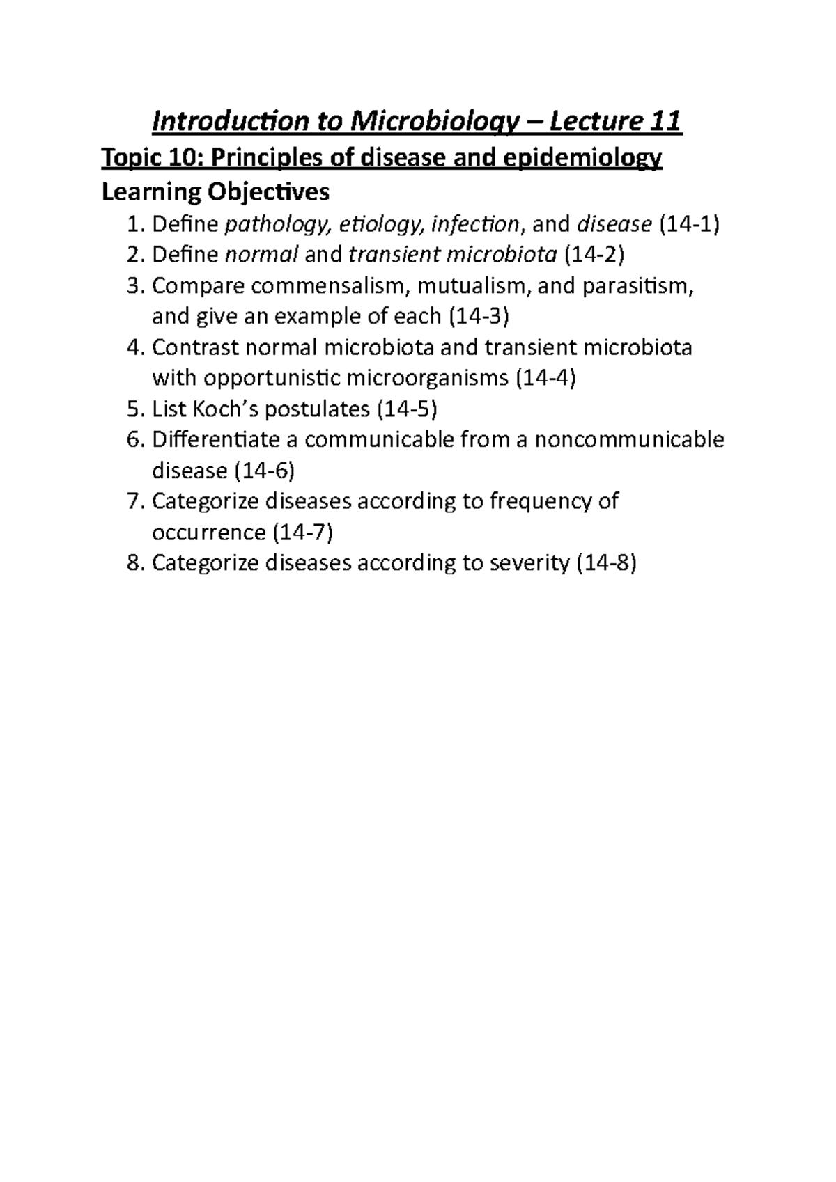 Introduction to Microbiology Lecture 11 - Introduction to Microbiology ...