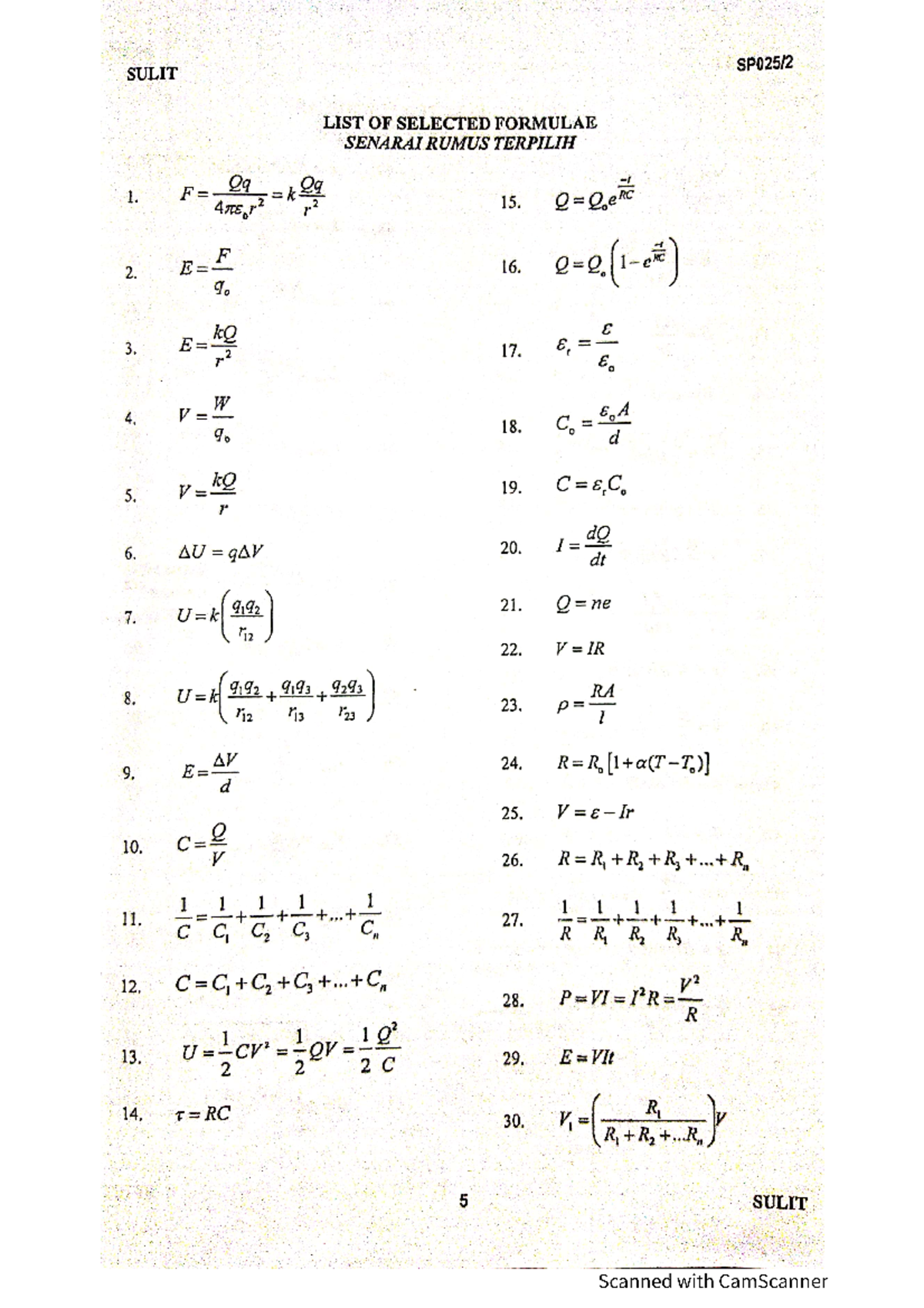 Formula Physics - Studocu