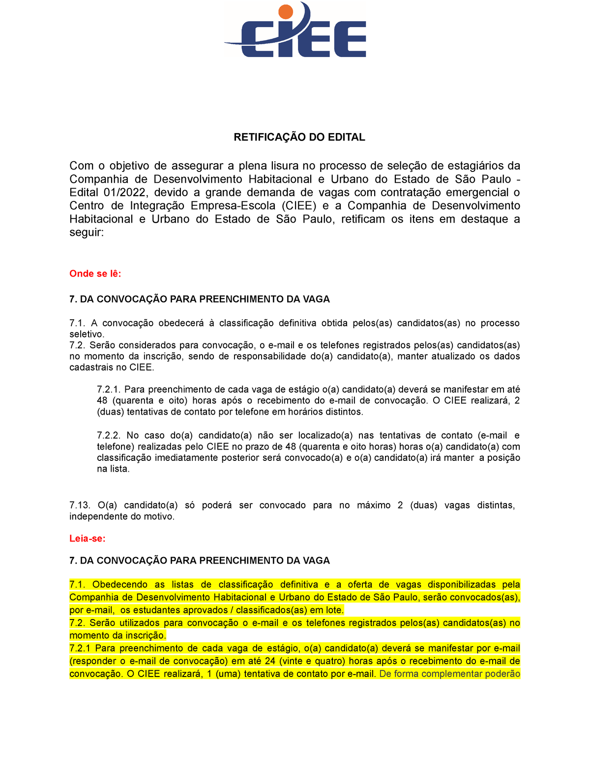 Classificação definitiva para a contratação de ATE