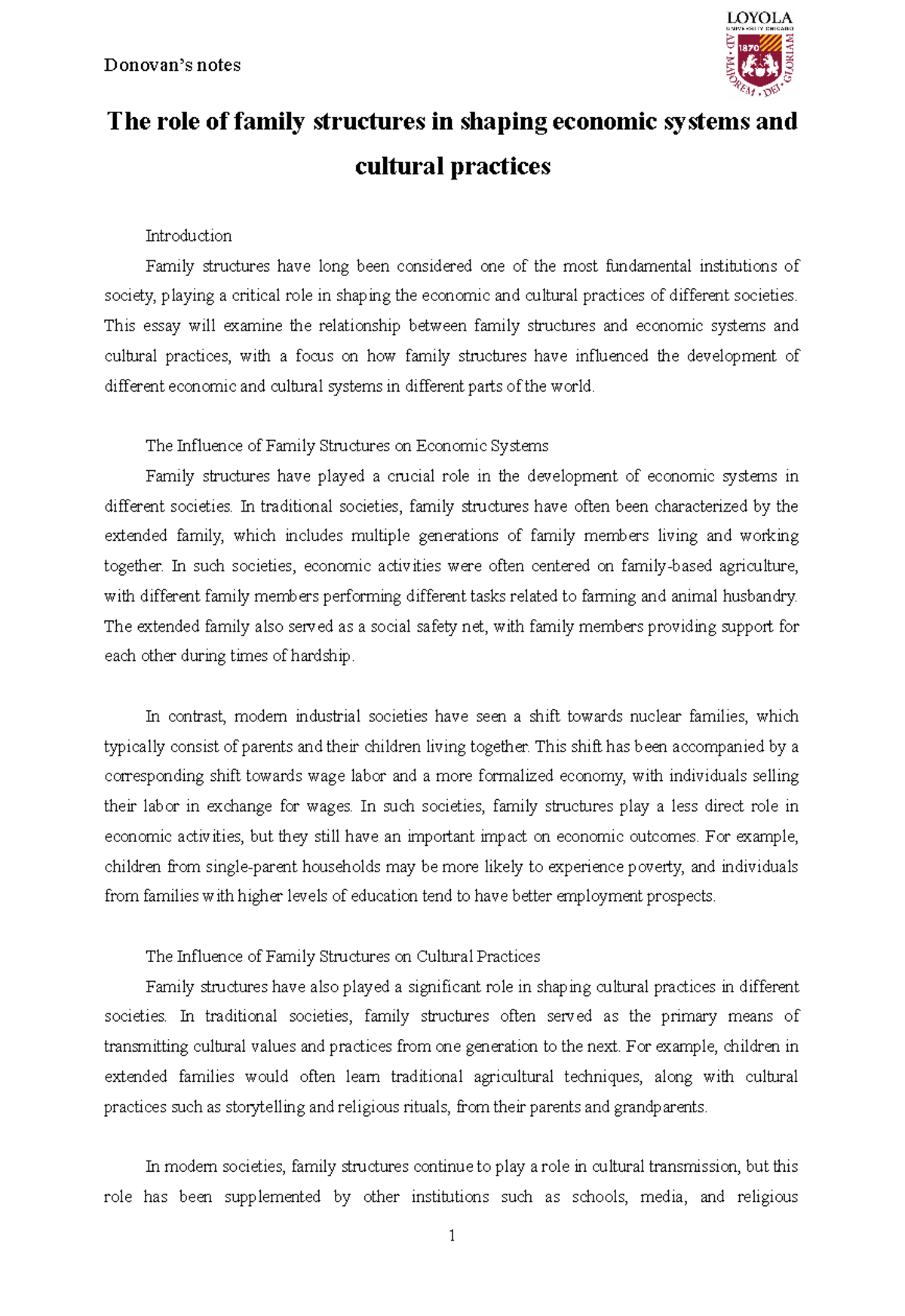 The role of family structures in shaping economic systems and cultural ...