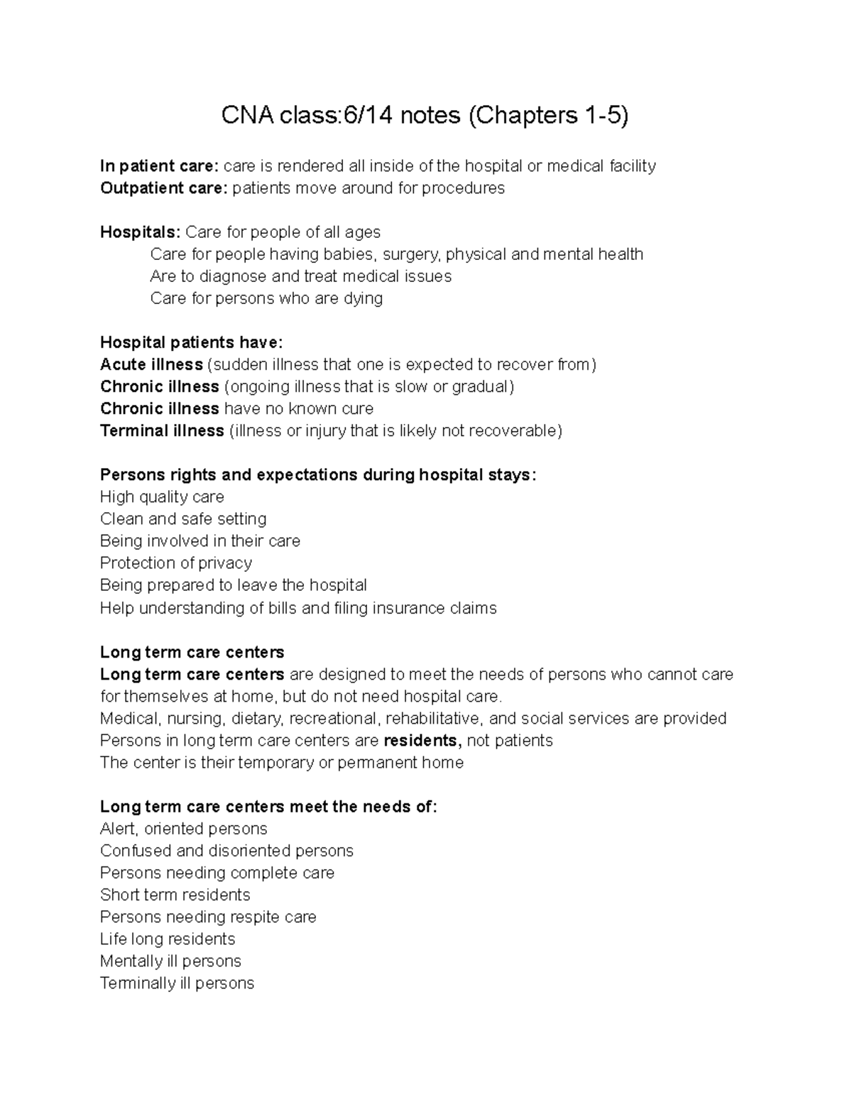 CNA Chapters 1-5 (6 14) - Course taught by Dr. Okorti. Notes taken from ...