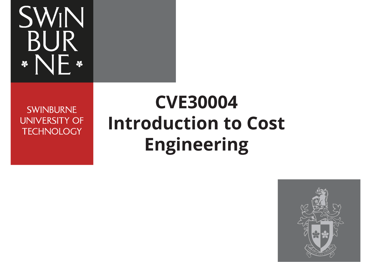 Lecture 1 Introduction on Cost Engineering (FAZ) CVE Introduction to