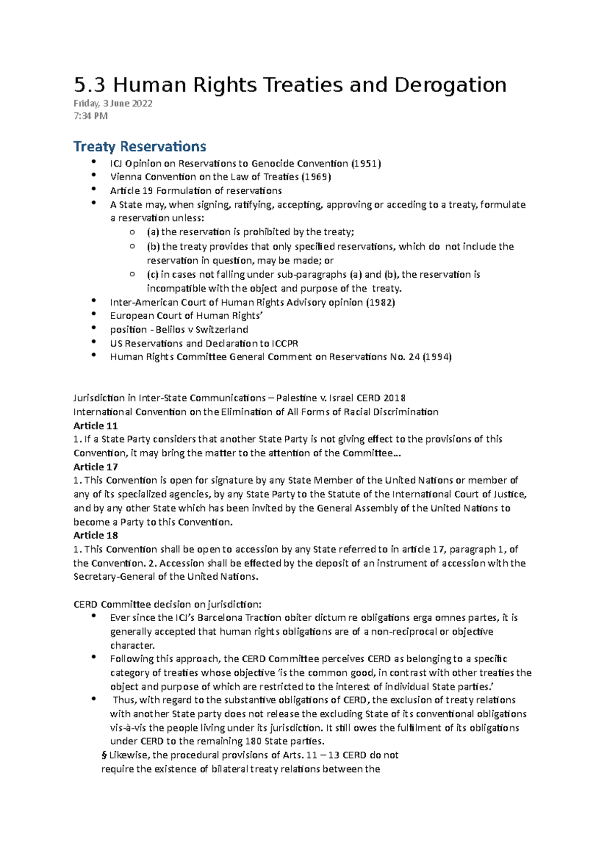 5.3 Human Rights Treaties And Derogation - 5 Human Rights Treaties And ...