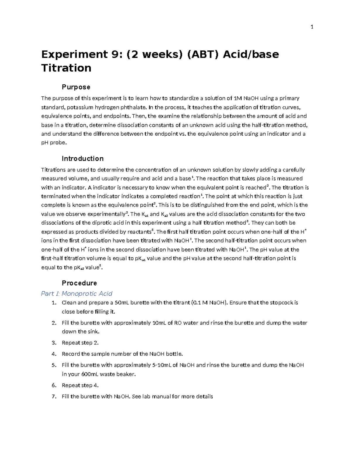 Auto Recovery save of Template Acid Base Titration - Experiment 9: (2 ...