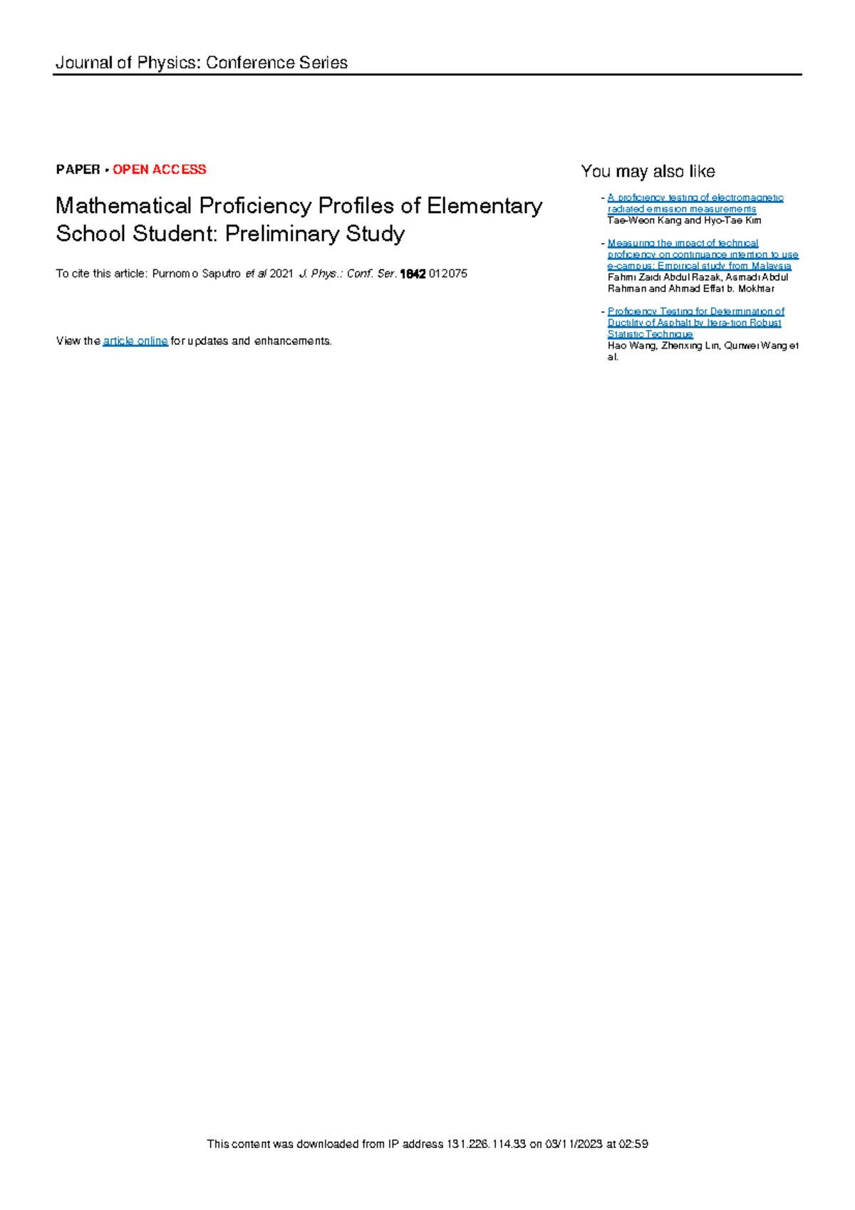 Saputro 2021 J. Phys. Conf - Journal of Physics: Conference Series ...