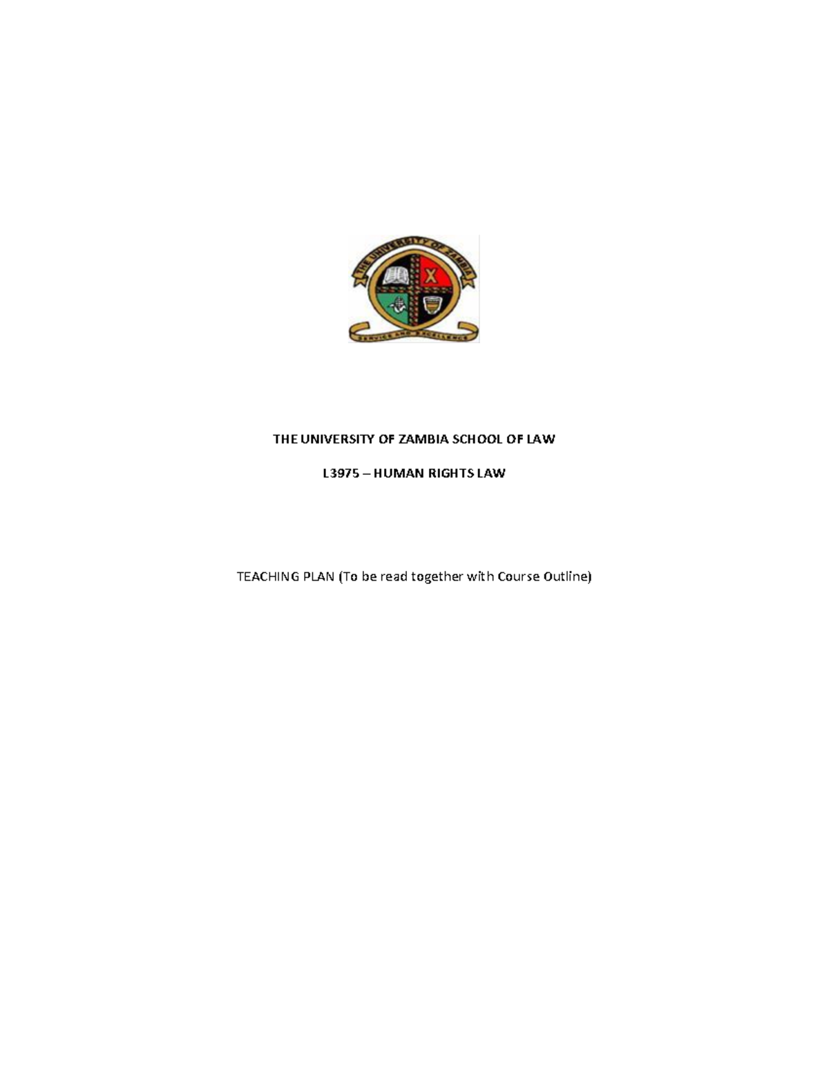 Human Rights Course outline 2020 1 - THE UNIVERSITY OF ZAMBIA SCHOOL OF ...