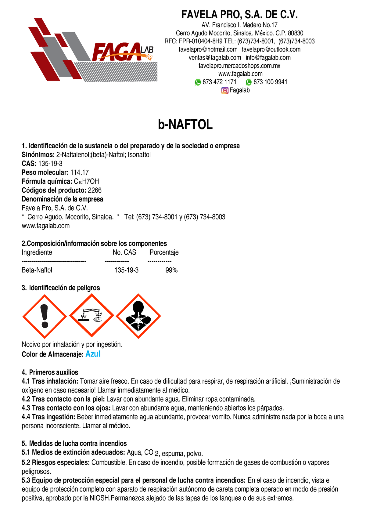 B-naftol - Nada - B-NAFTOL 1. IdentificaciÛn De La Sustancia O Del ...