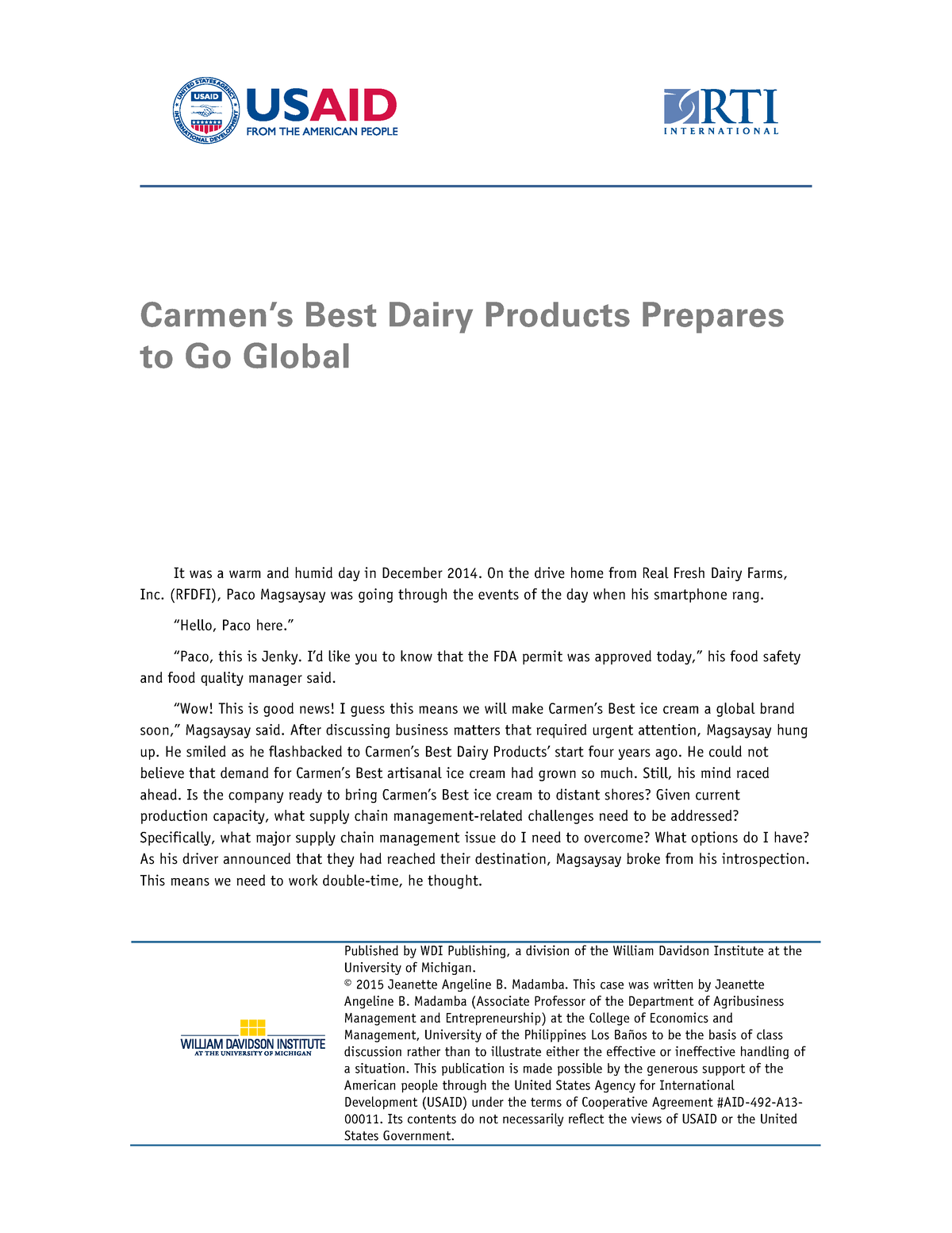 case study of dairy products