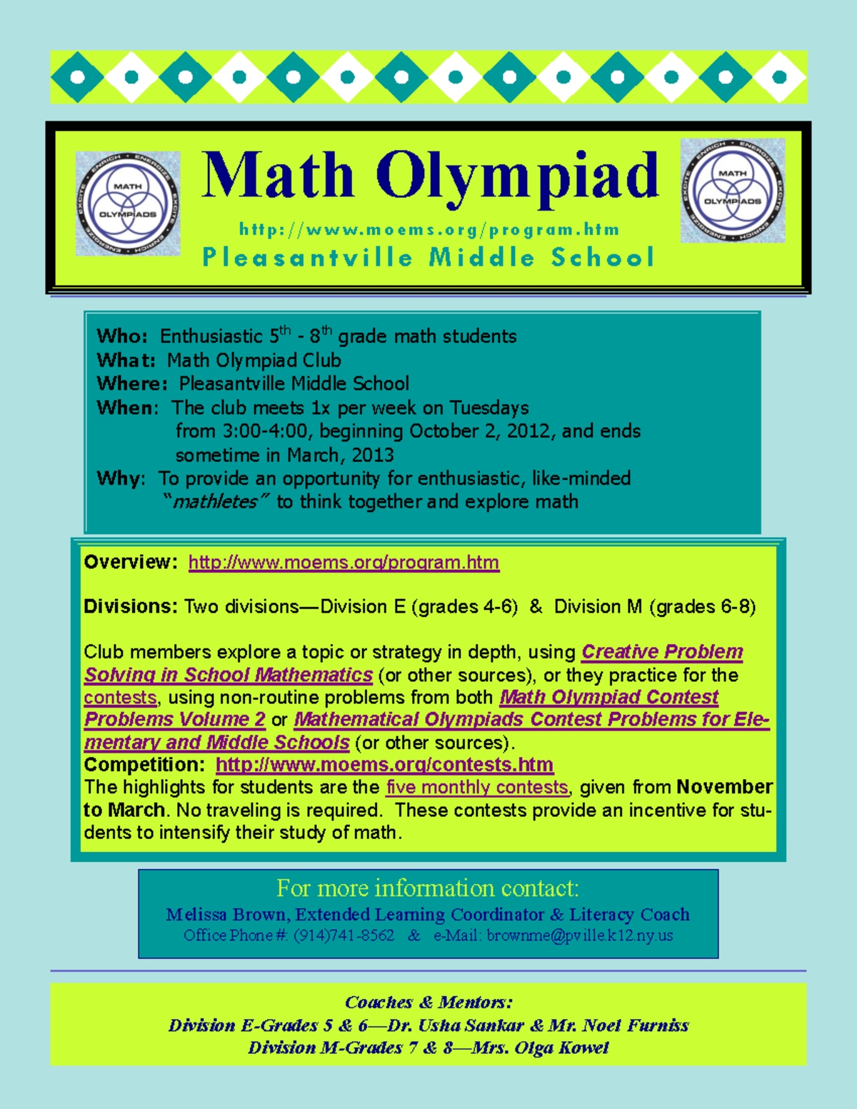 335692426 Math Olympiad Club Description - Coaches & Mentors: Division ...