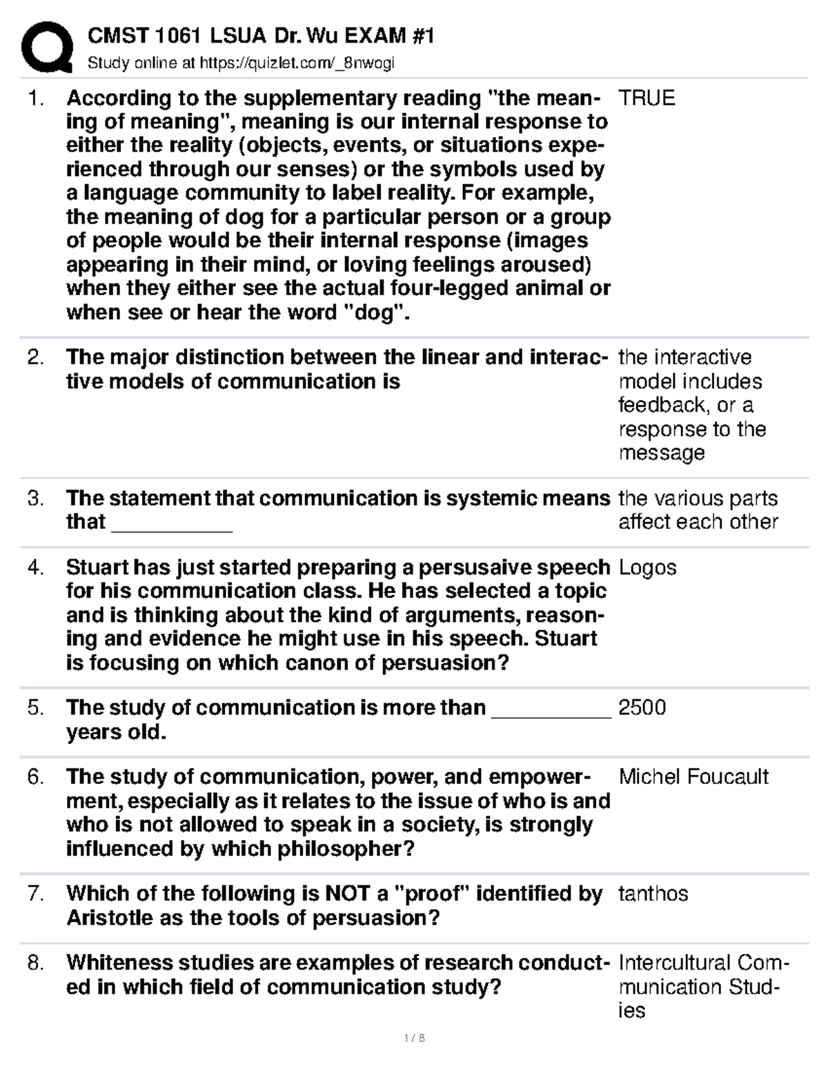 CMST 1061 LSUA Dr Wu EXAM 1 - Study Online At Quizlet/_8nwogi According ...