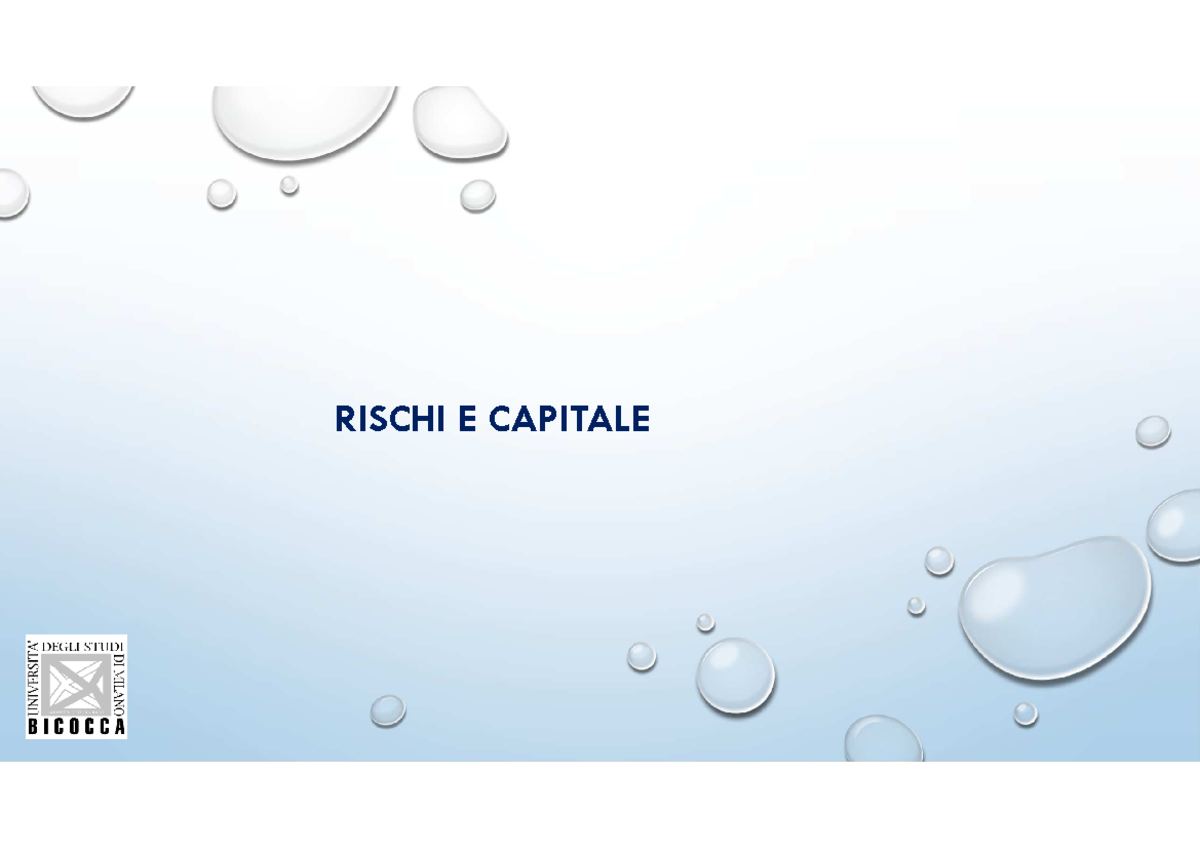 Rischi e capitale gestione bancaria - RISCHI E CAPITALE 1 ASSORBIMENTO ...