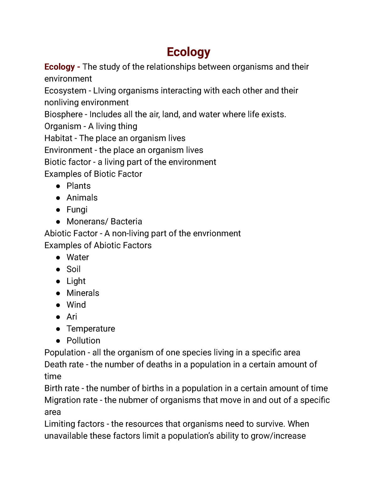 Reviewer - ecology - Ecology Ecology - The study of the relationships ...