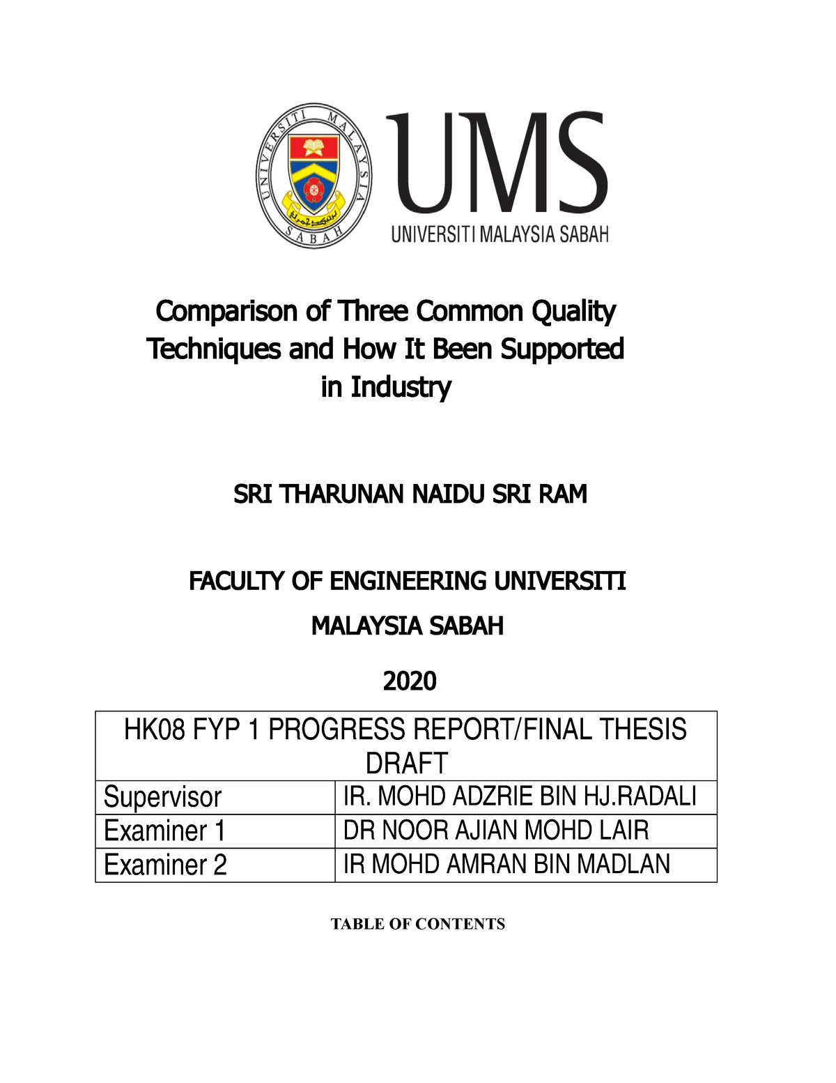 Contoh Fyp 1 Report