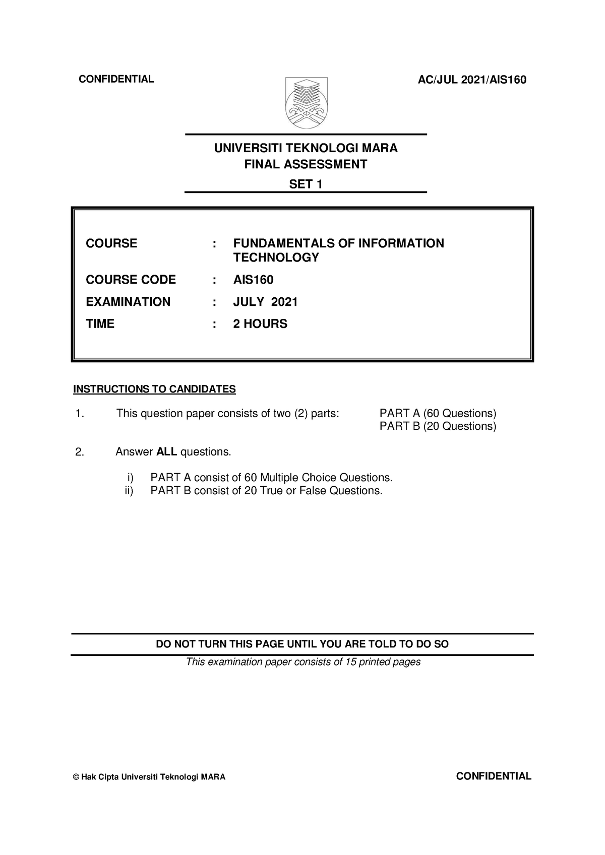 Faculty Accountancy 2021 Session 1 - PRA- Diploma DAN Diploma AIS160 ...