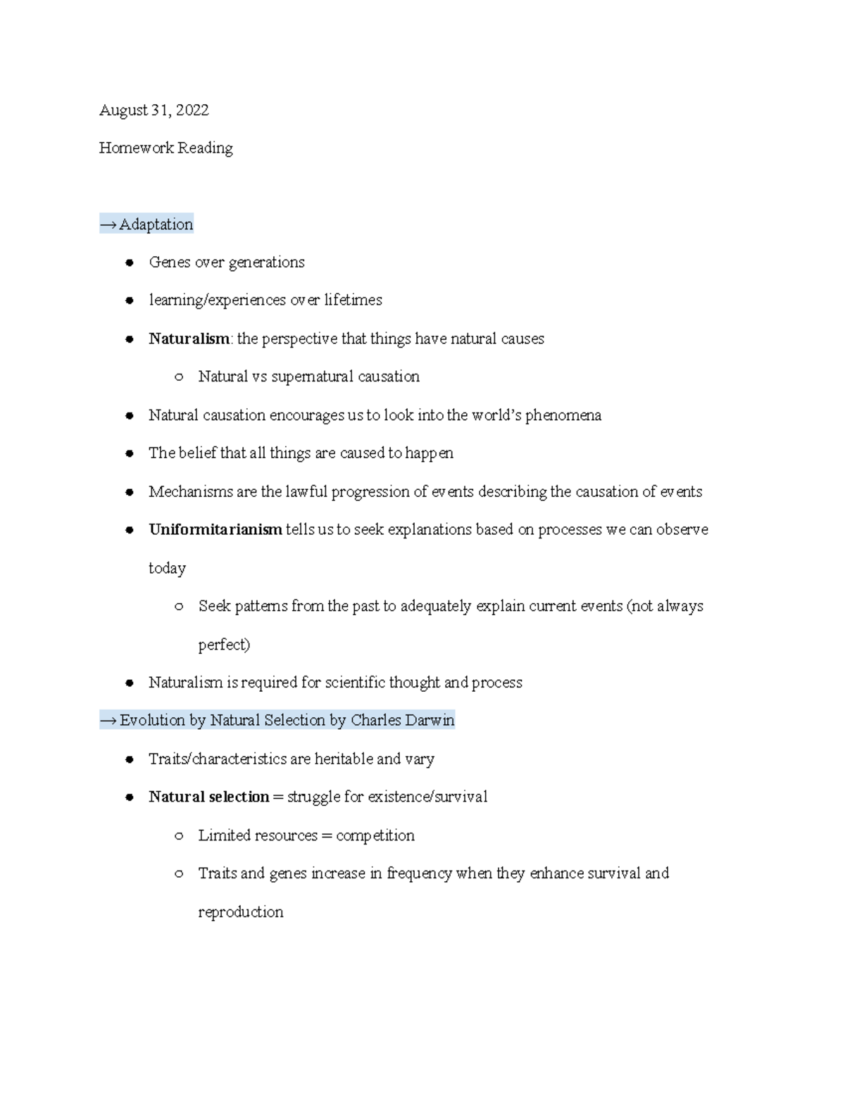 homework important adaptations answer key