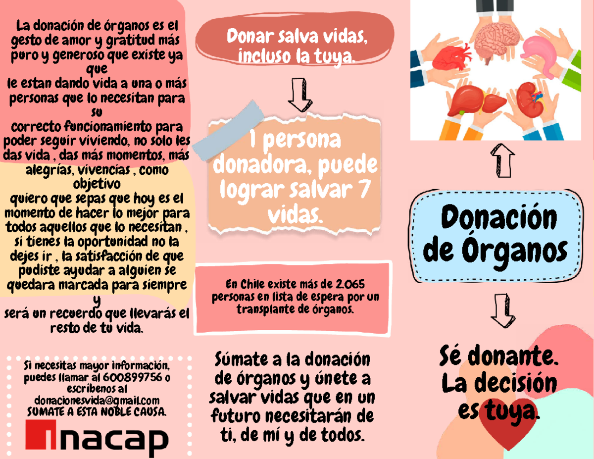 Folleto sobre la donación de órganos - Donación de Órganos Sé donante