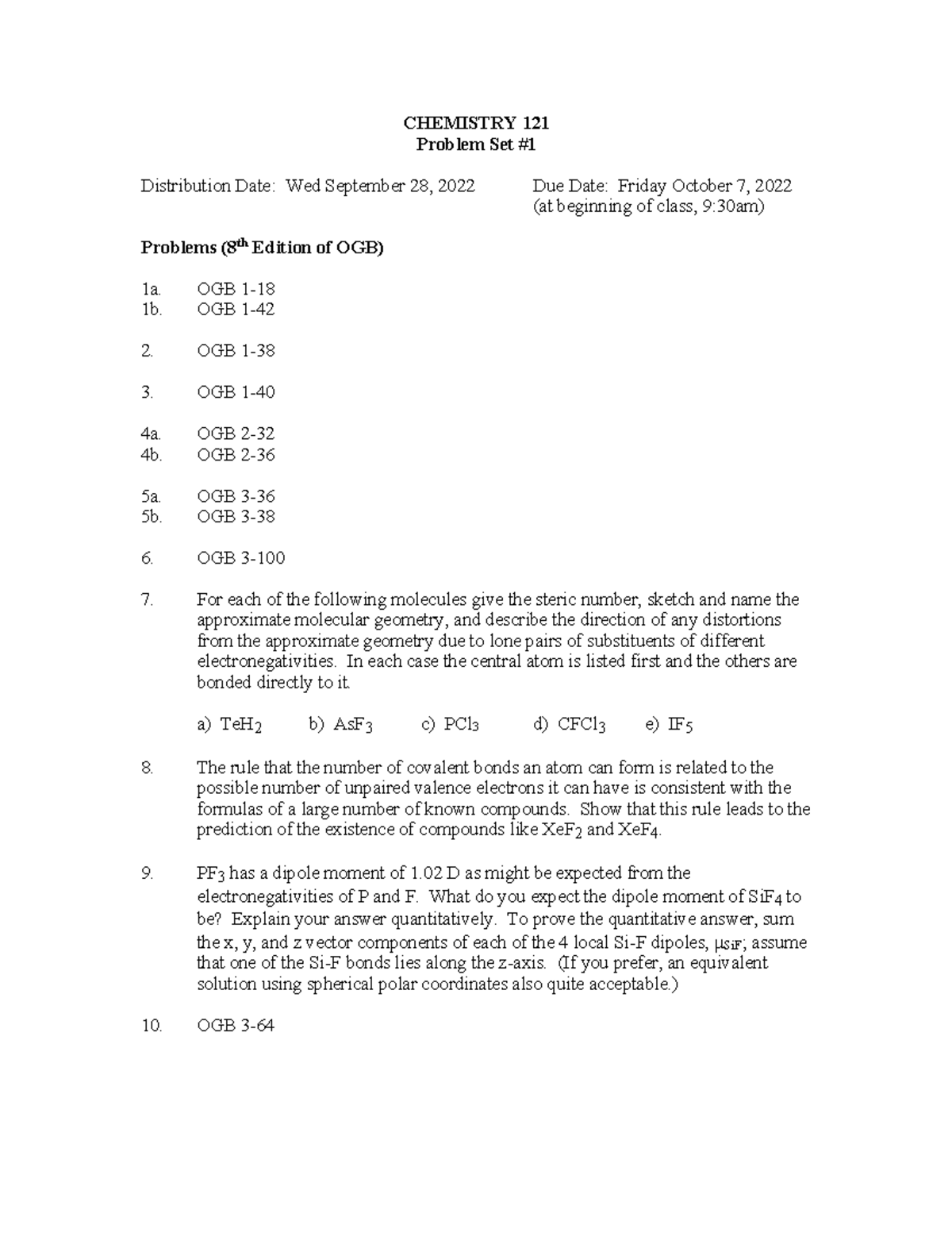 PS1 121 2022 - This Problem Set Will Help You Improve Your Chemistry ...