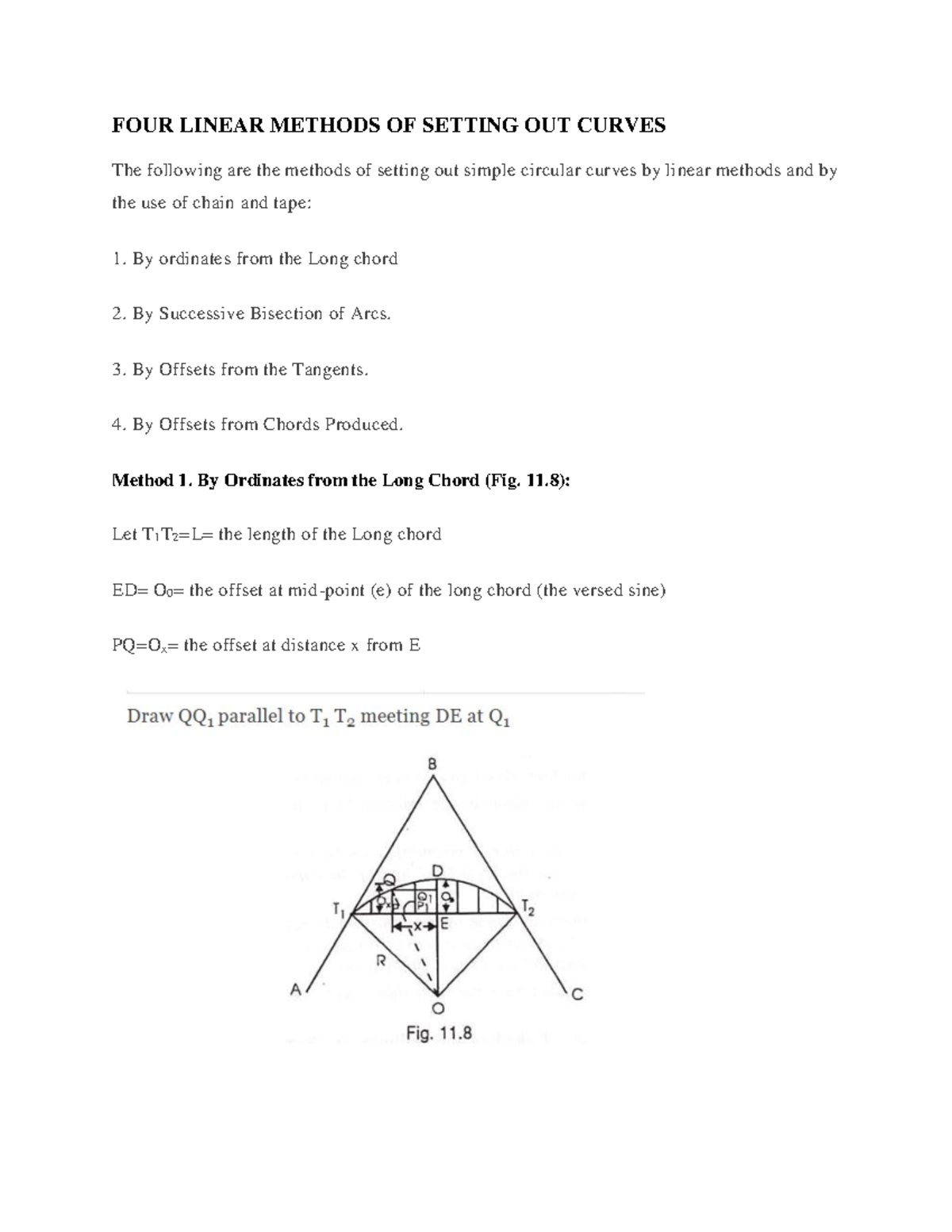 Four Linear Methods of Setting out Curves - FOUR LINEAR METHODS OF ...