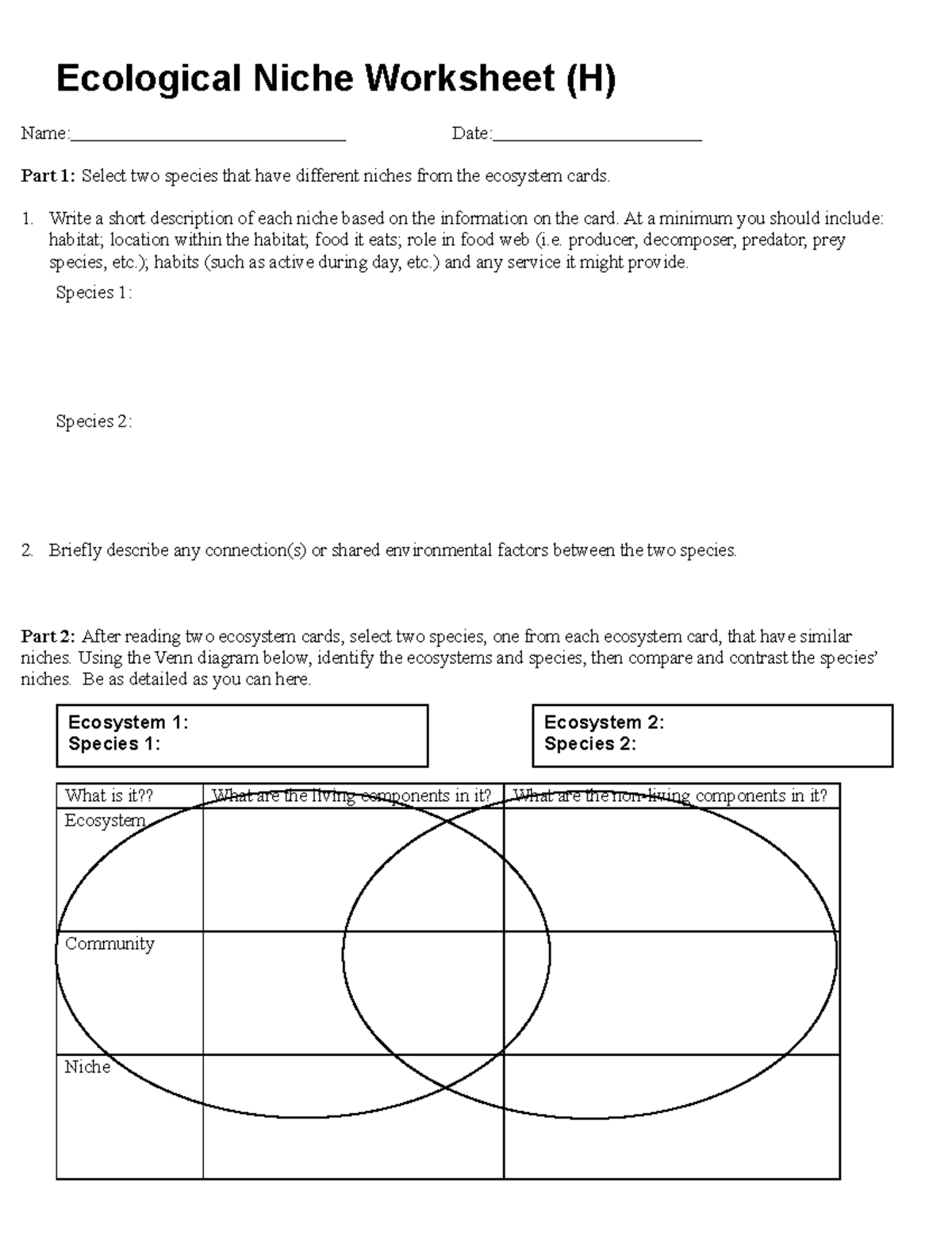 write an essay on ecological niche