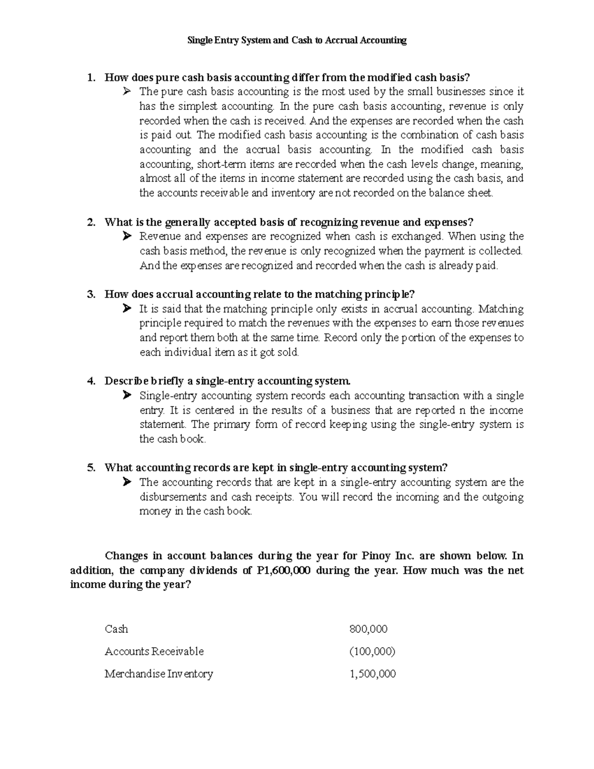 Single Entry System and Cash to Accrual Accounting - Business Analysis ...