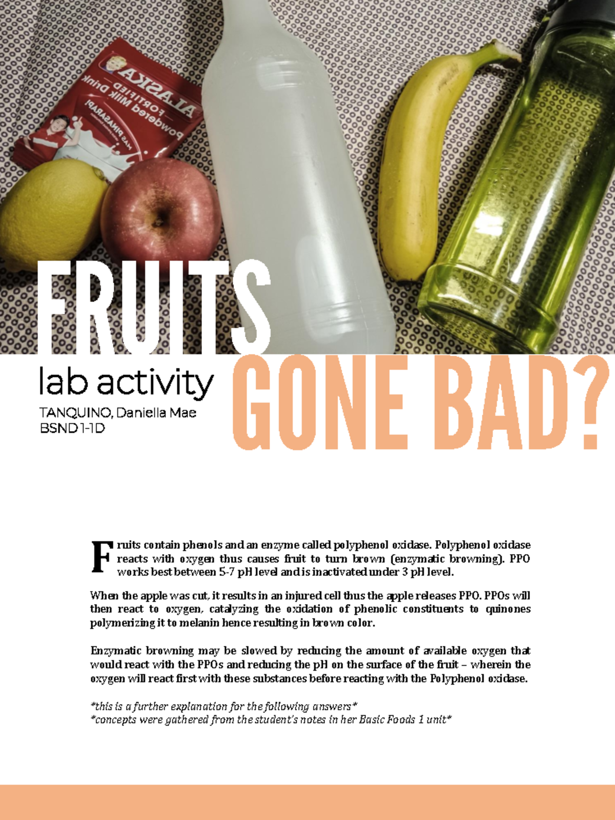 Enzymes Apple experiment and Banana experiment lab activity