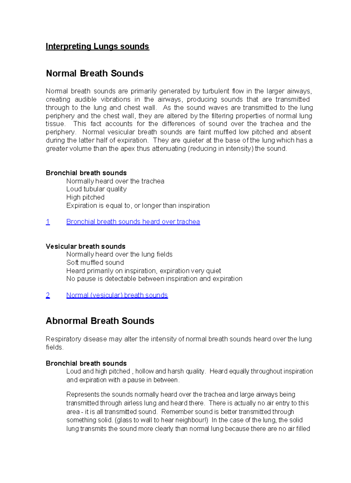 Auscultation Resource With Sounds - Interpreting Lungs Sounds Normal ...