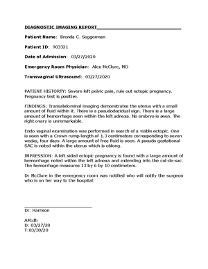 Diagnostic Imaging Report-Case Study 1 - DIAGNOSTIC IMAGING REPORT