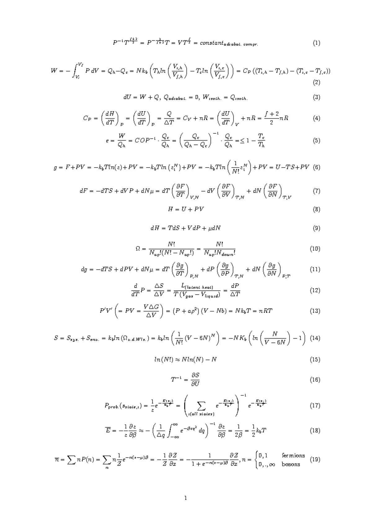 Formuleblad - Dit Dient Alleen Als Formule Blad - P 1 T F + 2 = P 2 F ...