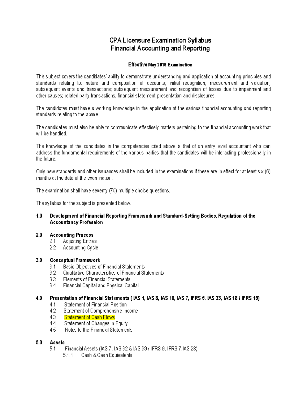 SyllabusFAR Syllabus coverage for Financial Accounting and