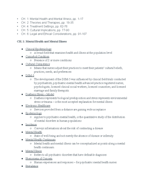 Mental Health Chapter 13, 14 Notes - Chapter 13 & 14: Childhood and ...