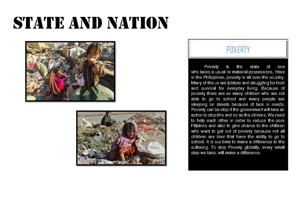 Nation And State Issues - Poverty is the state of one who lacks a usual ...
