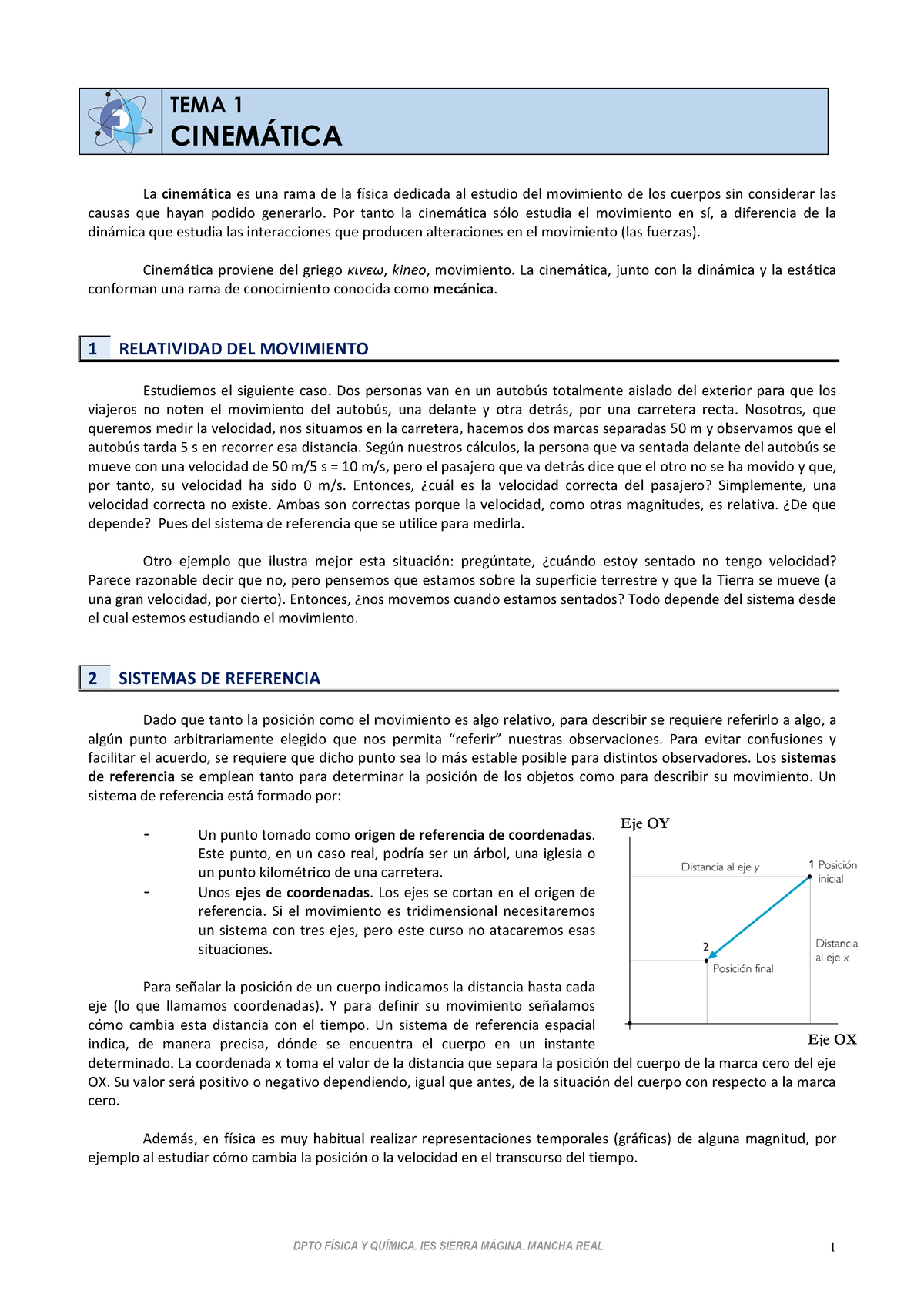 Apuntes-cinemática-4º-ESO-2020-alumnos - TEMA 1 CINEMÁTICA La ...