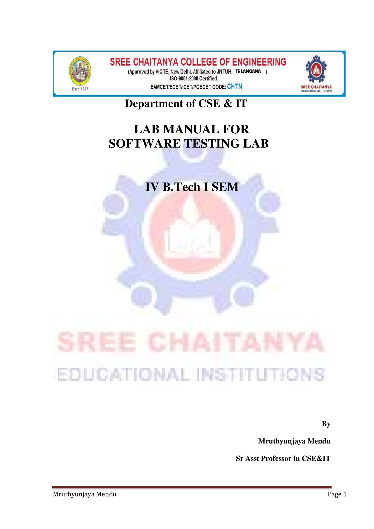 Software Testing Lab - Department Of CSE & IT LAB MANUAL FOR SOFTWARE ...