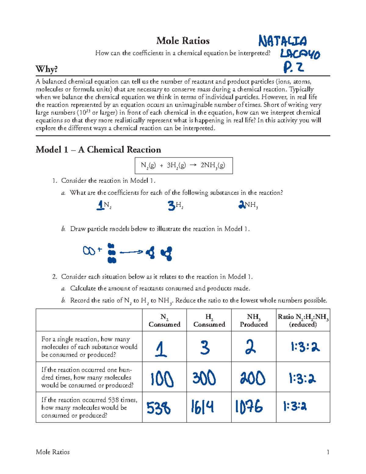 Mole Ratios number 23 with moles - Mole Ratios 1 Mole Ratios How can the  coefficients in a chemical - Studocu