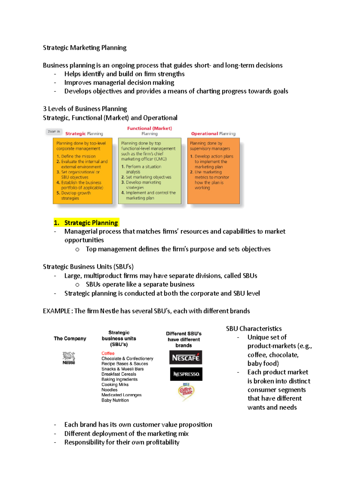 Lecture TWO Market Planning Strategic Marketing Planning Business