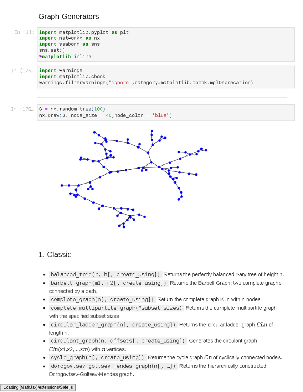 Graph Generators - Classic connected by a path. with the specified ...