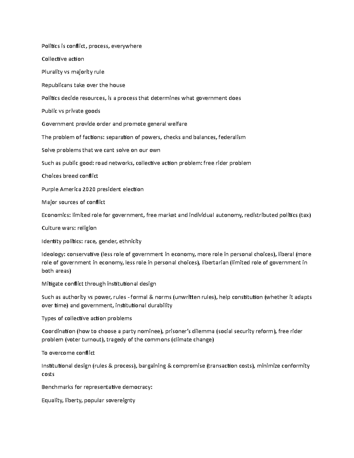Gov note - note - Politics is conflict, process, everywhere Collective ...