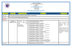 Grade 1 ALL Subjects WHLP Q3 W8 - Weekly Home Learning Plan for Grade 1 ...