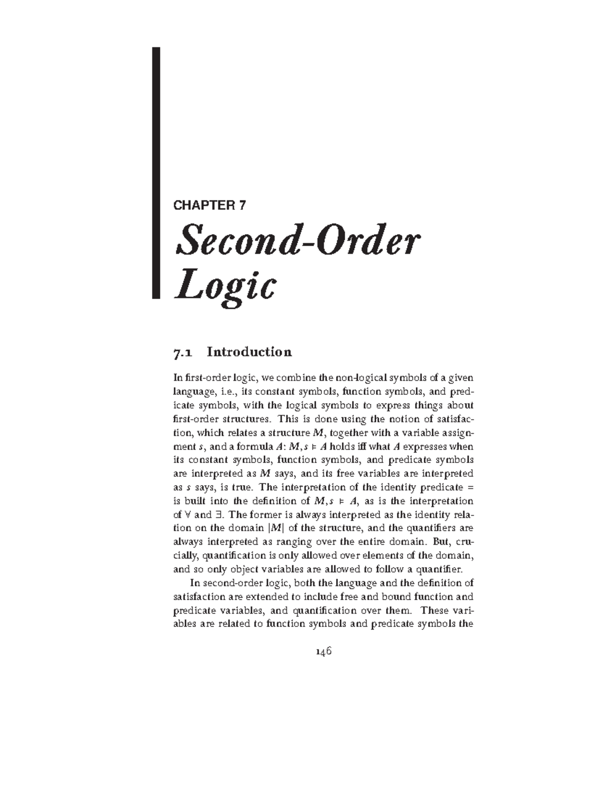 Utm secondorder logic the logic way CHAPTER 7 SecondOrder Logic