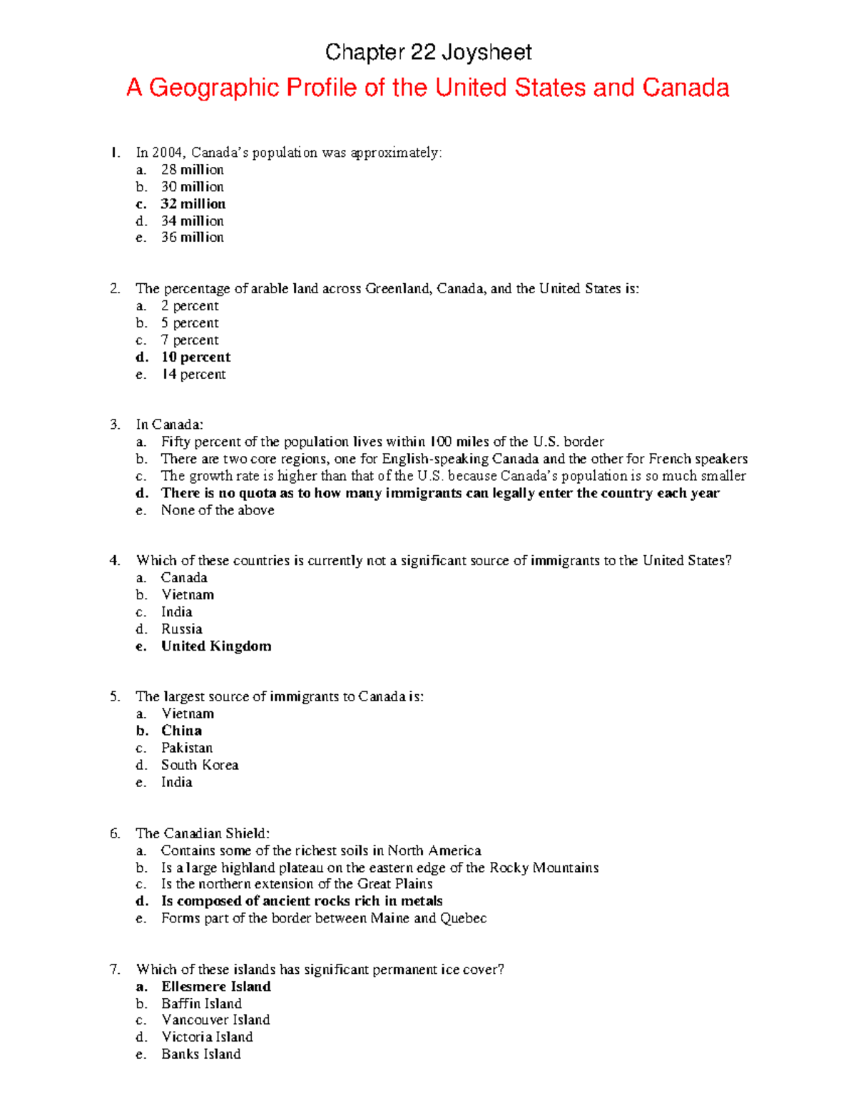 Ch22 A Geographic Profile of the United States and Canada - Chapter 22 ...