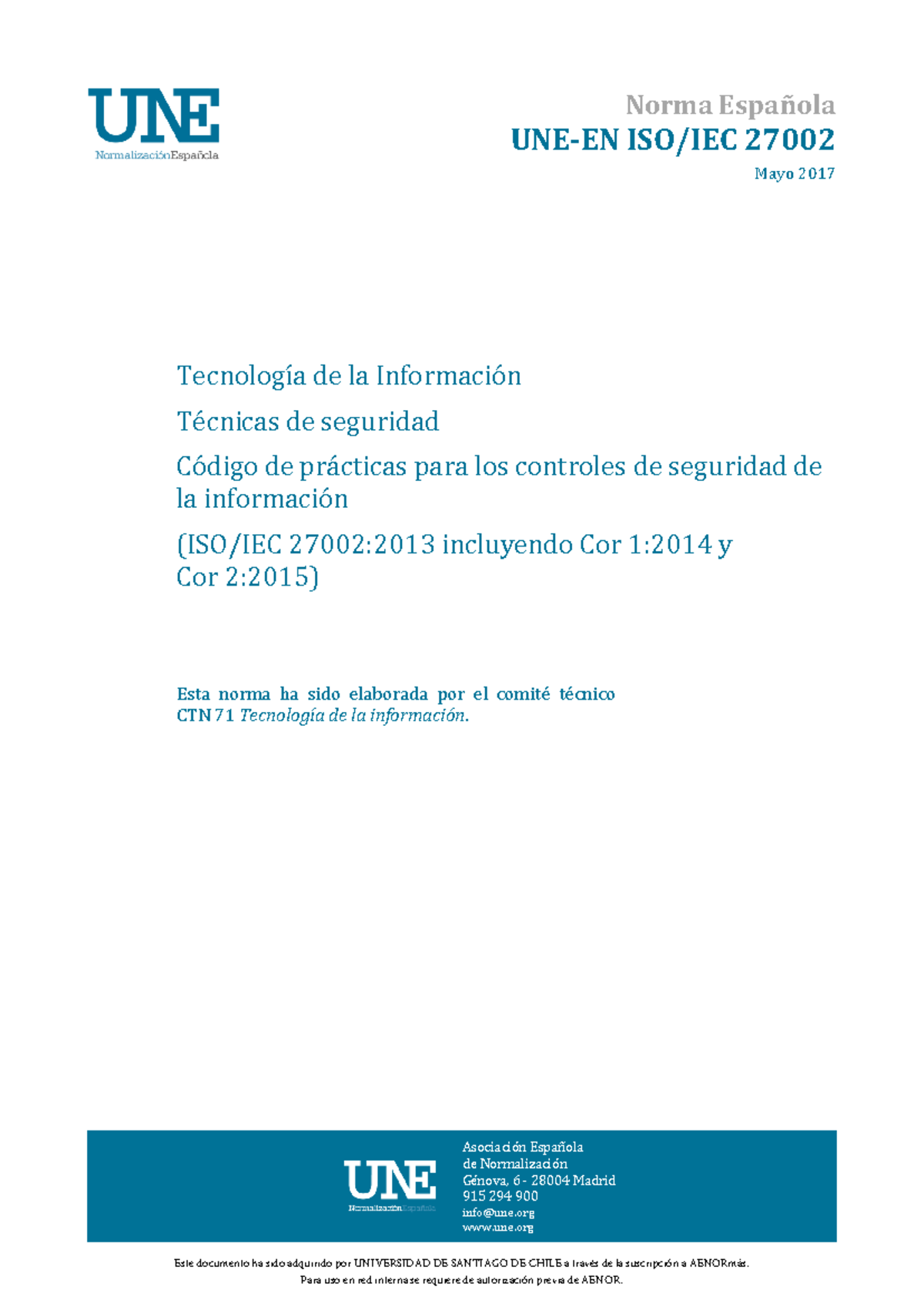 ISO 27002 2017 - Controles de Seguridad de la Información - Norma ...
