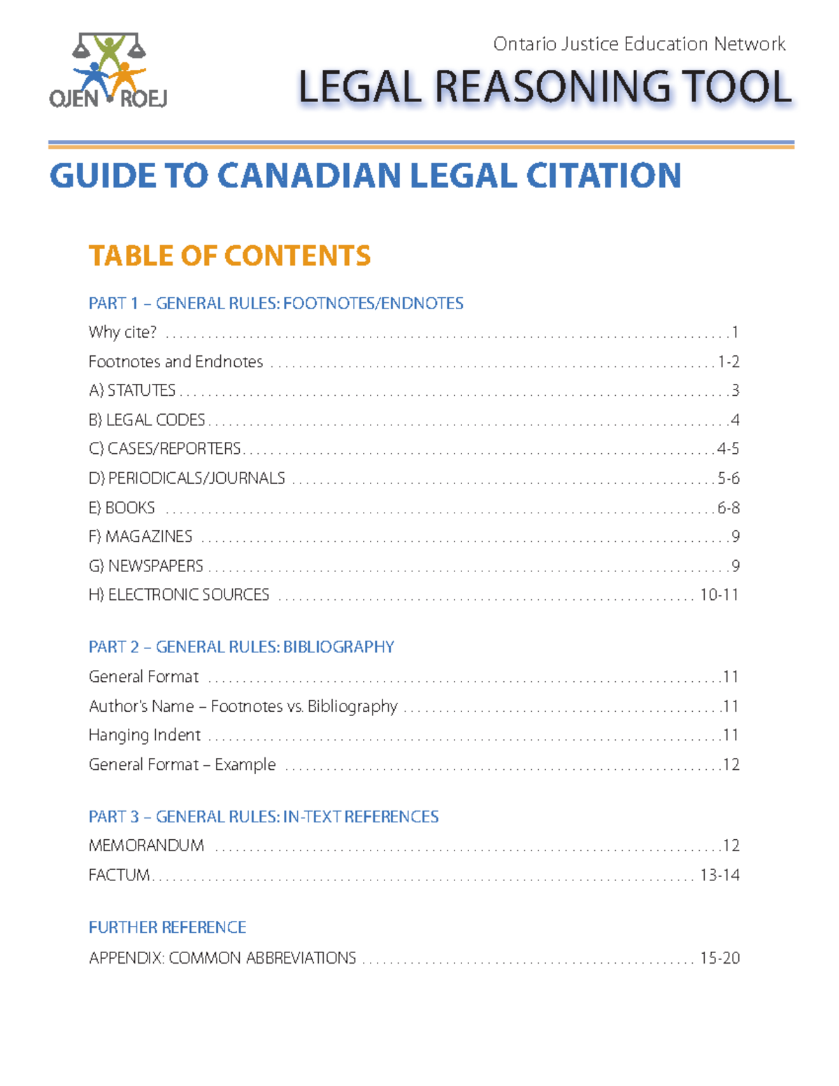 OJEN-Citation-Guide - TABLE OF CONTENTS PART 1 – GENERAL RULES ...