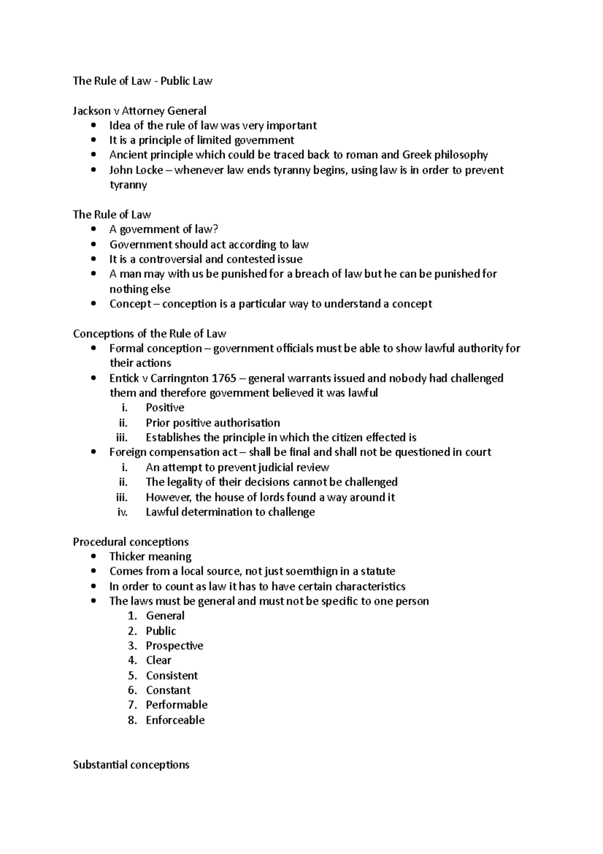 Lecture 5 - The Rule of Law - The Rule of Law - Public Law Jackson v ...