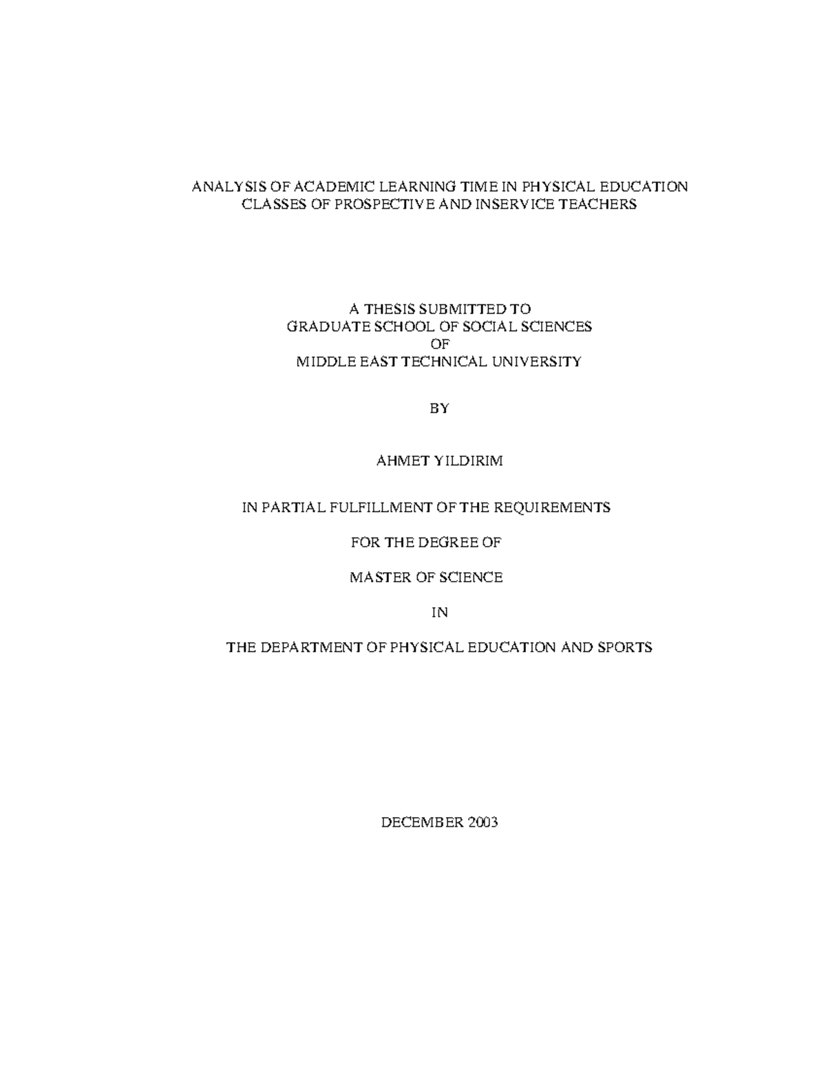 Analysis of academic learning time in physical education classes of