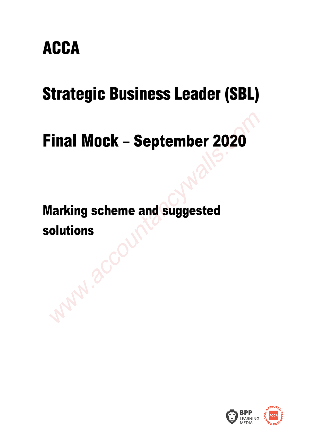 SBL Practice Questions - ACCA Strategic Business Leader (SBL) Final ...